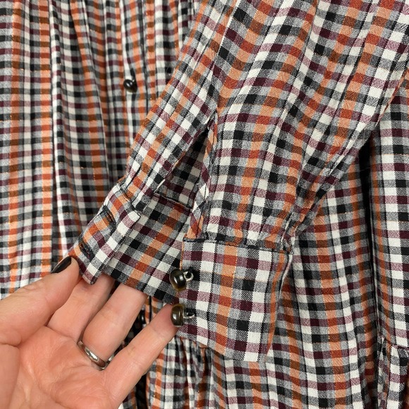 Sezane Selena Dress Lurex Tiles Print Check Tiered Mini Tie Neck Long Sleeve 42 - Picture 7 of 13